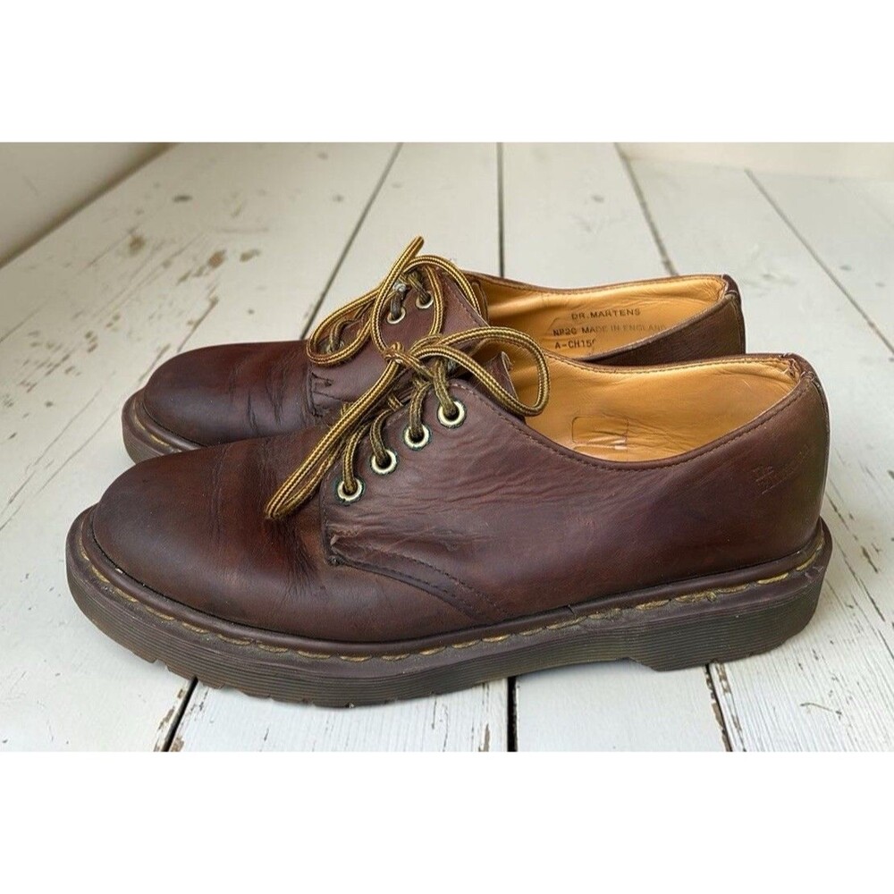 Vtg Dr. Martens Chunky 90s Made in England Leather Oxford Shoes 3 Eye Derby US 8